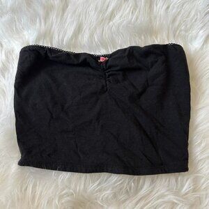 Satin Rose Black Tube Top